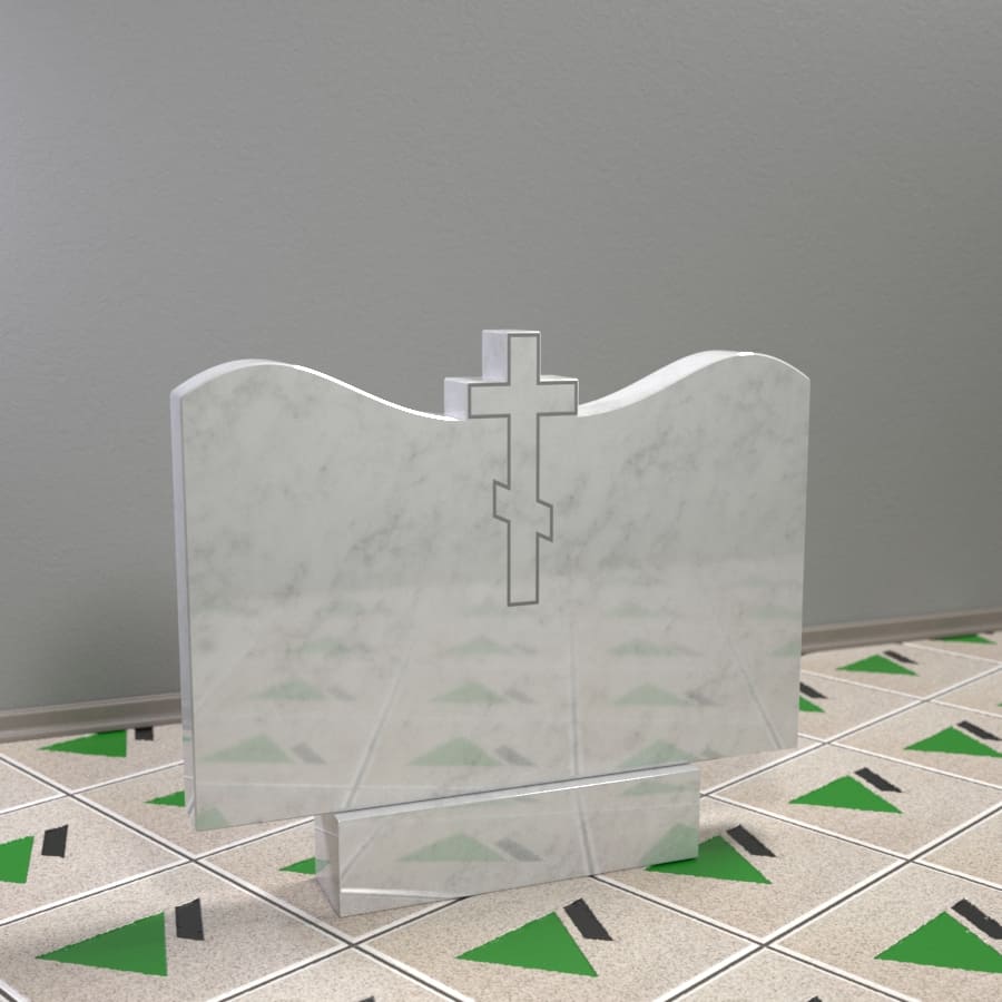 горизонтальный памятник с крестом наверху 15401