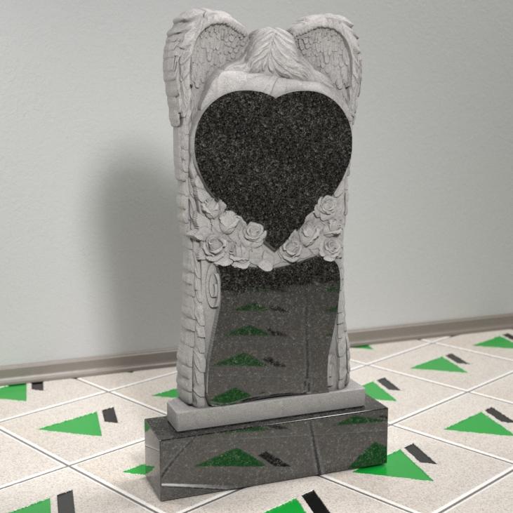 Памятник с ангелом и розами