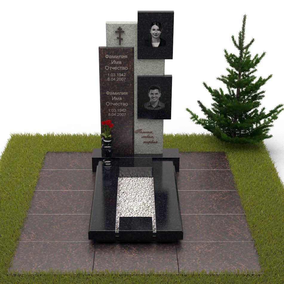 Комбинированный памятник на площадке из гранита