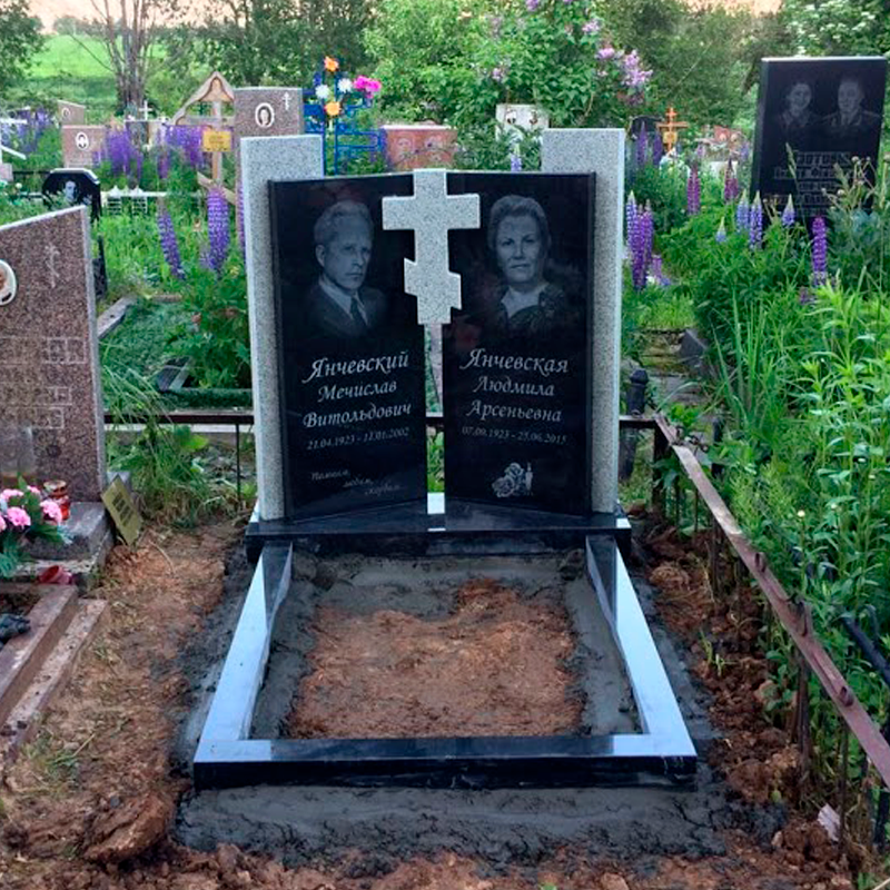 Православный комбинированный памятник с крестом на могилу