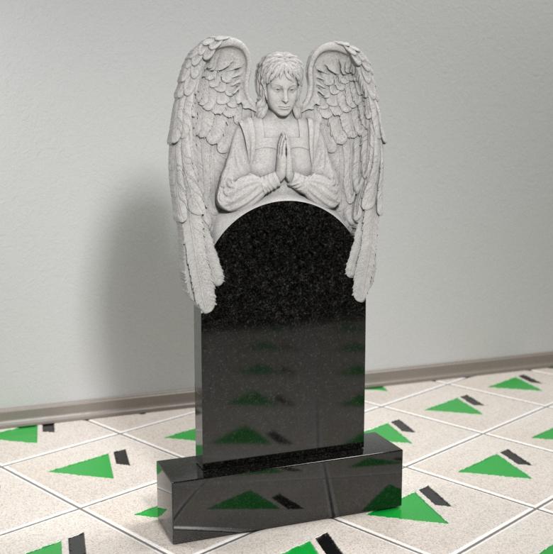 Памятник с ангелом молящимся на могилу 14143