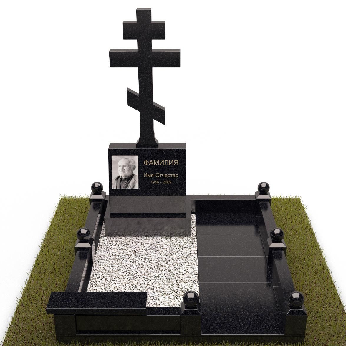 Баян из красного гранита с православным крестом