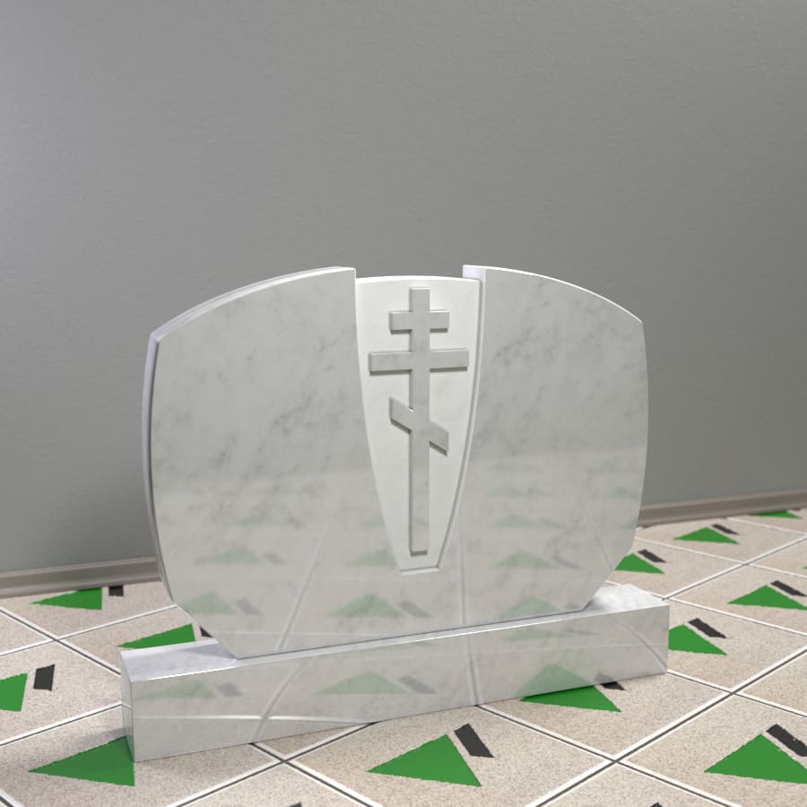 Горизонтальный обелиск с крестом на могилу 16001