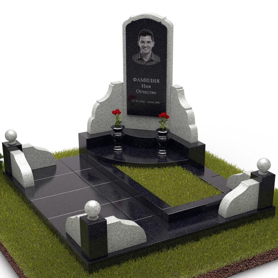 Угловой комплекс с гранитной облицовкой участка