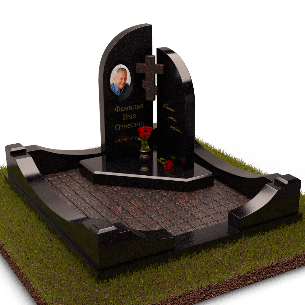 мемориальный комплекс из дымовского гранита с крестом