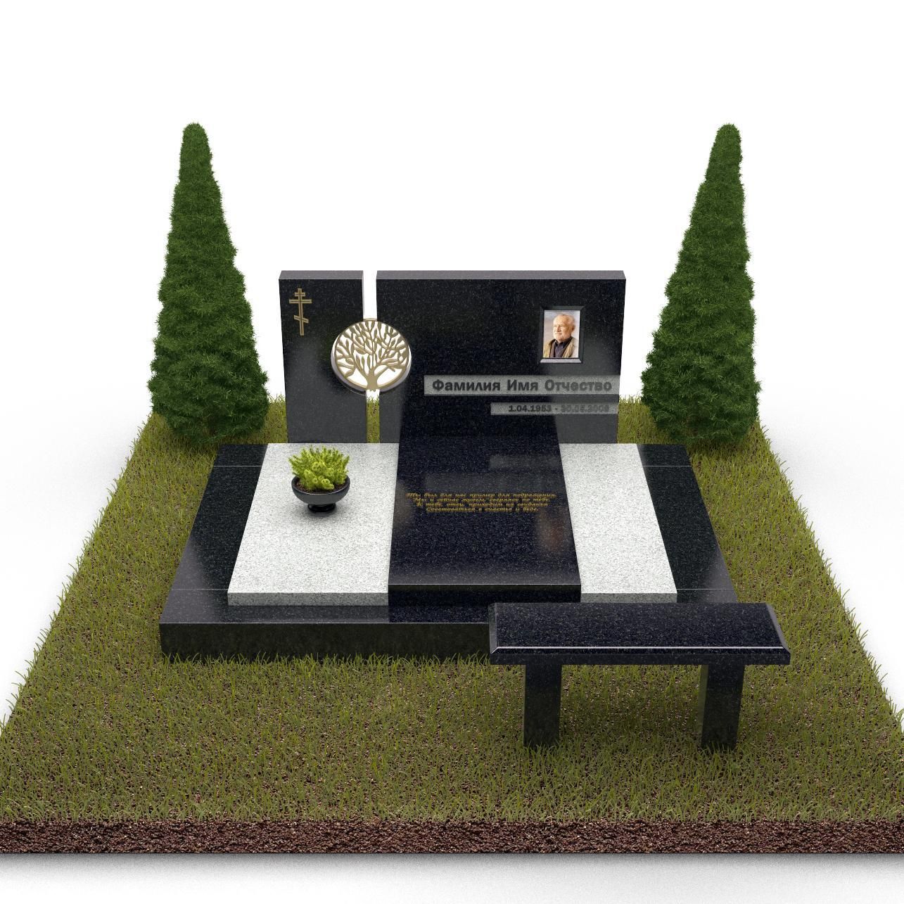 Комплекс гранитный с металлическими декором