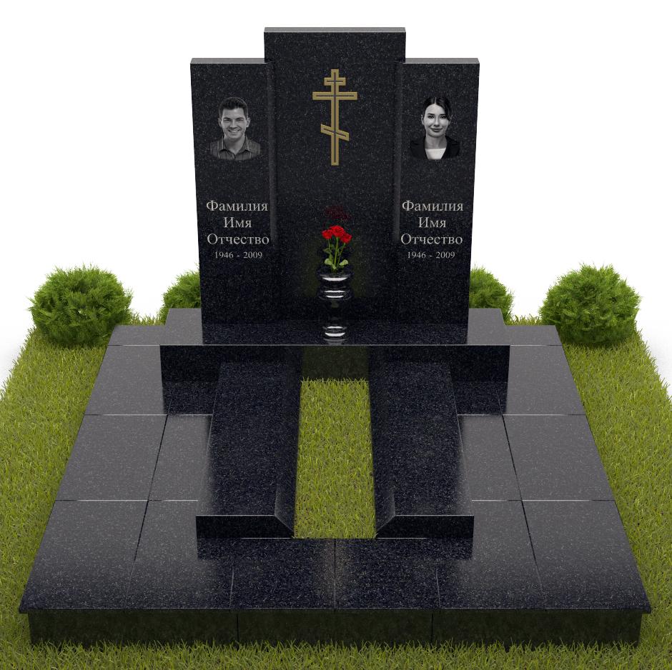 Семейный гранитный комплекс из трех стел