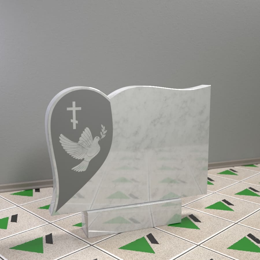 горизонтальный памятник с голубем 15707