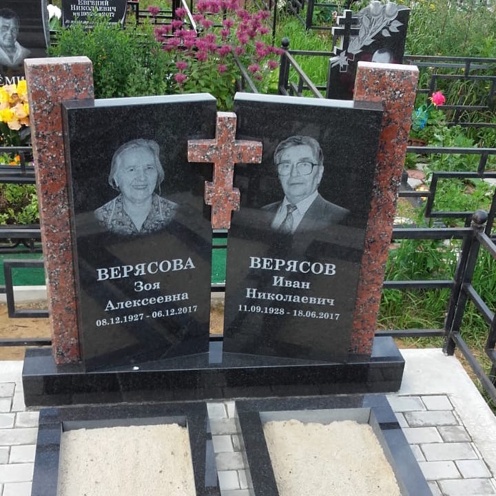 Православный комбинированный памятник с крестом на могилу