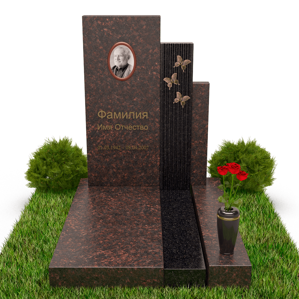 Гранитный комплекс с бронзовыми бабочками