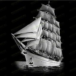 Парусник - гравировка на памятник моряку.