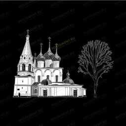 Гравировка храма на памятник