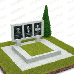 Серый памятник с гранитными черными накладками