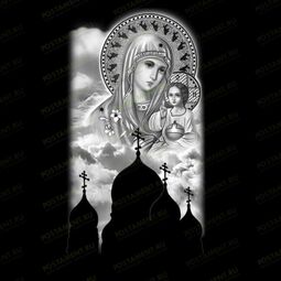 Храм и Божья Матерь гравировка на памятник