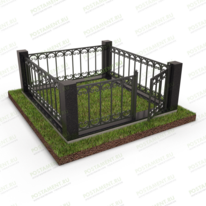 Высокий цоколь на могилу с оградой 22162