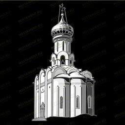 Рисунок для гравировки с церковью