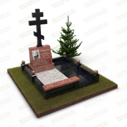 Баян из красного гранита с православным крестом