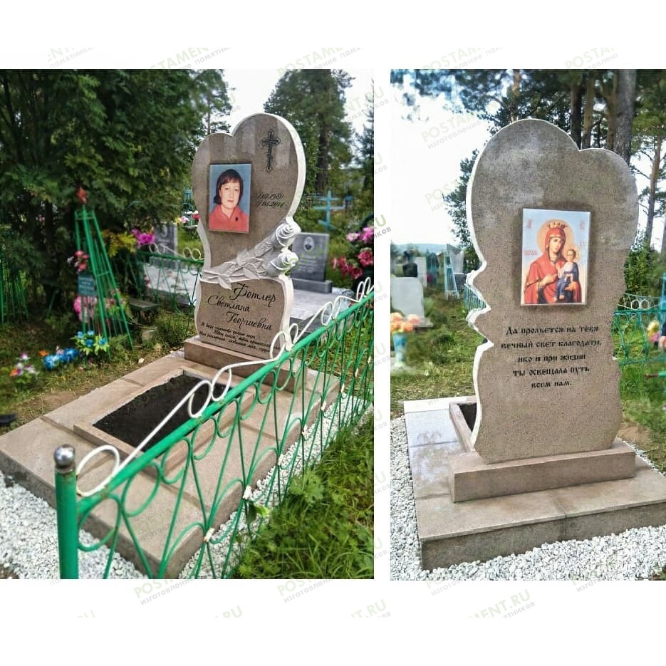 Памятник из Головыринского гранита с розами
